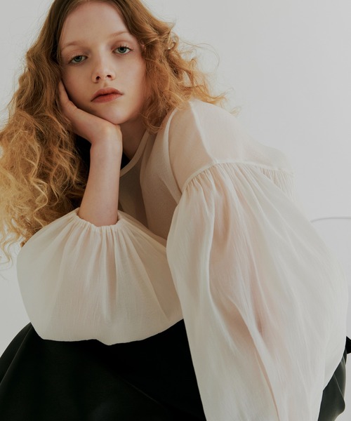 ブラウス シャツ 「kiehtova」SHEER VOLUMESLEEVE BLOUSE/シアー ボリュームスリーブ ブラウス KTWR28 レディー