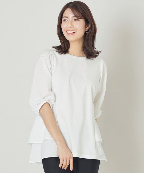 tシャツ タフタコンビティアード チュニック レディース