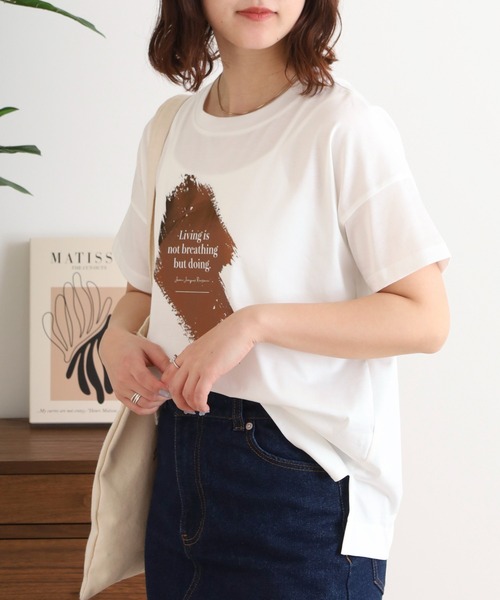 tシャツ BRODIAEA 箔プリント 半袖Tシャツ カットソープルオーバー「日本製」 レディース tシャツ BRODIAEA 箔プリント 半袖Tシャツ カットソープル