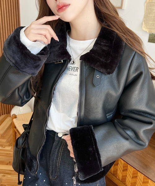 「moment+」 ジップアップブルゾン M ブラック系その他 レディース_画像6