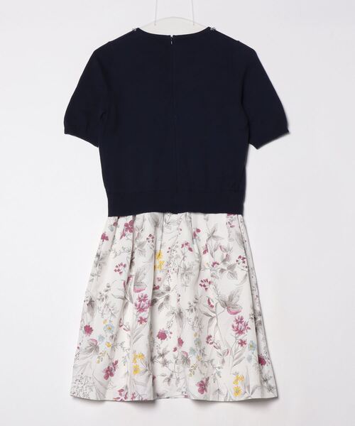 「Debut de Fiore」 花柄ドッキングワンピース 38 ネイビー レディース_画像2