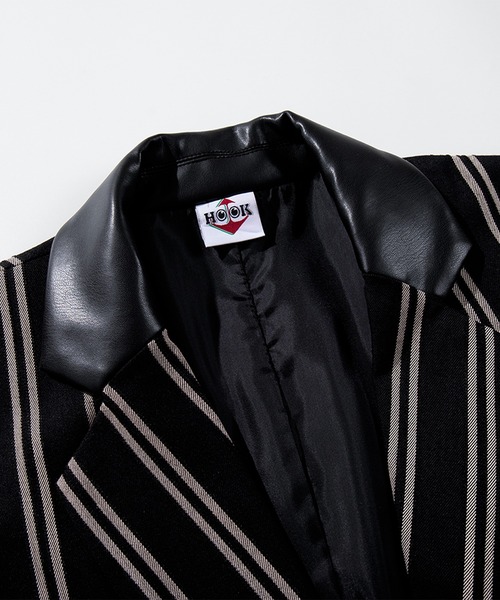 ジャケット テーラードジャケット HOOK -original- 古着風PU異素材襟