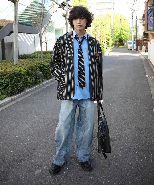 ジャケット テーラードジャケット HOOK -original- 古着風PU異素材襟