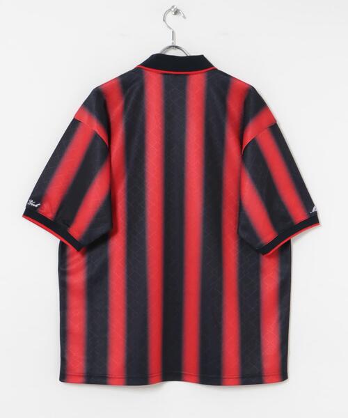 Lotto サッカーシャツ 赤黒 ストライプ LOTTO（ロット） tシャツ LOTTO FADE STRIPE GAME SHIRTS メンズ