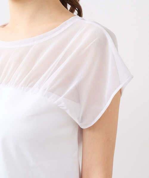 La boutique Bonbon tシャツ シアー切り替えビスチェ風フレンチ
