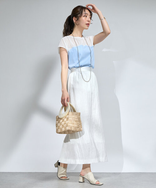 La boutique Bonbon tシャツ シアー切り替えビスチェ風フレンチ