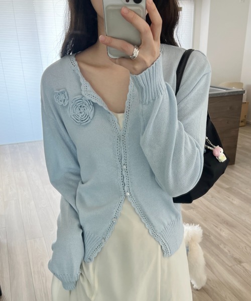 カーディガン sleeve-less summer knit cardigan / サマーニットカーディガン レディース musubore カーディガン sleeve-less summer knit cardigan