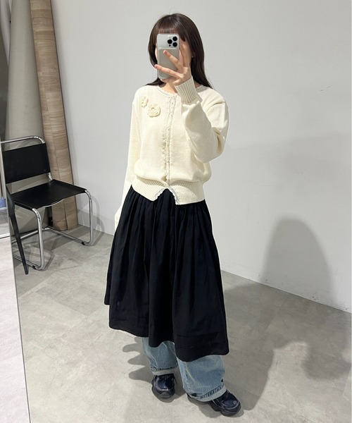 GIUNON カーディガン 夏 summer knit flower cardigan / サマーニット