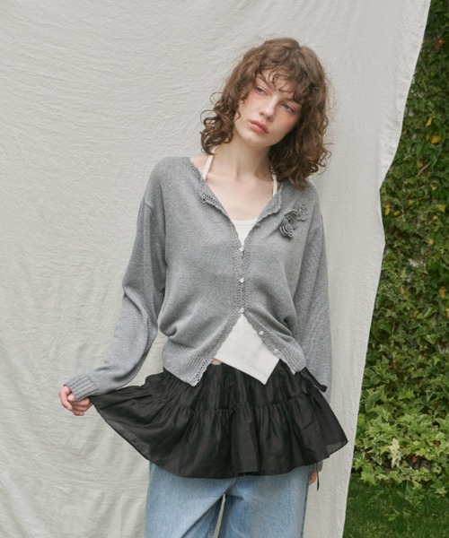 GIUNON カーディガン summer knit flower cardigan / サマー