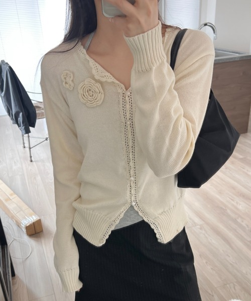 GIUNON カーディガン flower knit cardigan / フラワーニット