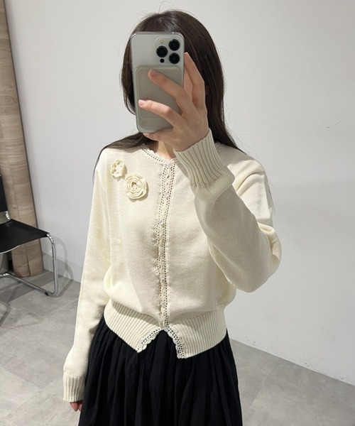 GIUNON カーディガン flower knit cardigan / フラワーニット