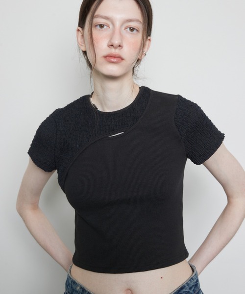 tシャツ L3 CUTOUT SHORT SLEEVE T-SHIRT レディース
