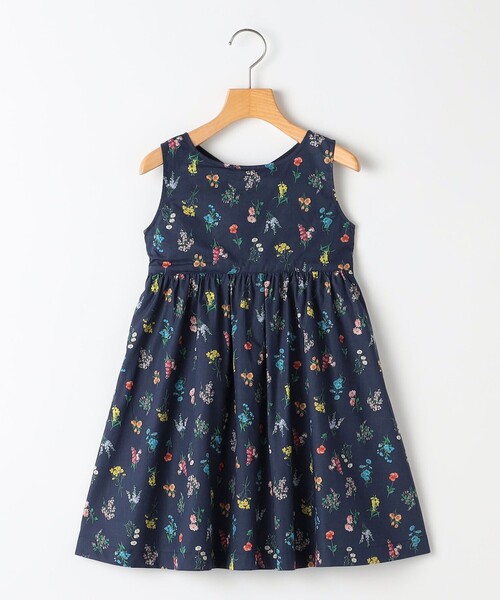 ハンドメイド子供服 上品なネイビーのノースリーブワンピース SHIPS ワンピース KIDS:140〜150cm / フラワー ノースリーブ