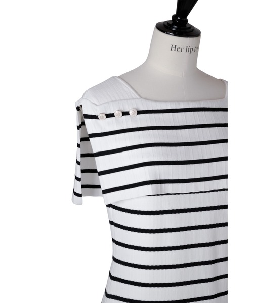Her lip to ワンピース Square Collar Striped Dress : ZOZOTOWN Yahoo