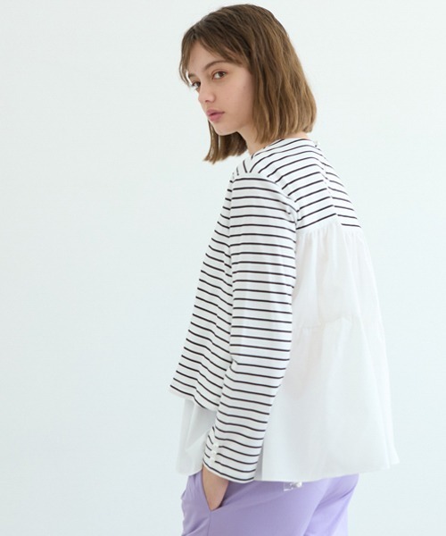 Sono - ソーノ　長袖カットソー Sono 「Sono」 長袖カットソー F ホワイト×ブラック レディース