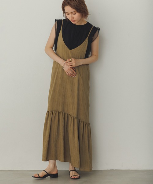hunch tシャツ 「接触冷感」チュールレイヤードトップス
