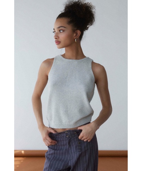 タンクトップ ノースリーブ Cotton Knit Tank Top /ニットタンクトップ レディース