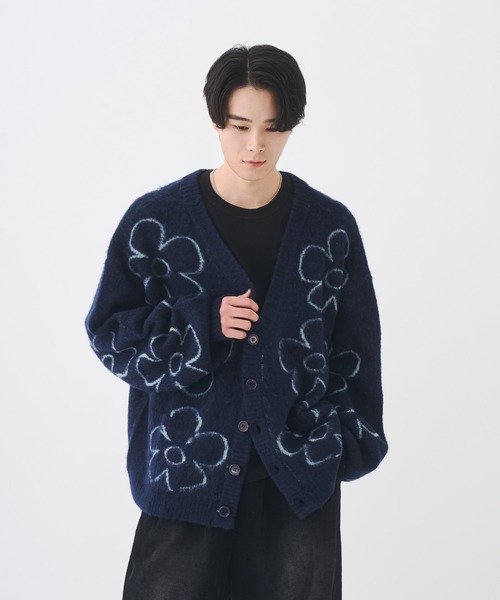 Remember. カーディガン フラワーシャギーカーディガン メンズ