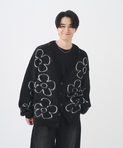Remember. カーディガン フラワーシャギーカーディガン メンズ