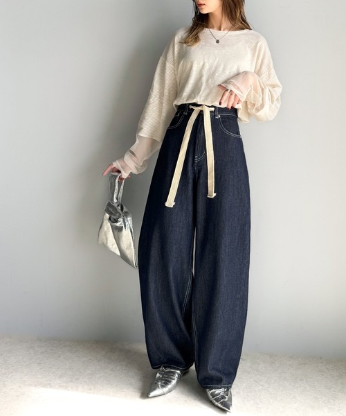 「classicalelf」 加工デニムパンツ MEDIUM ワンウォッシュ レディース