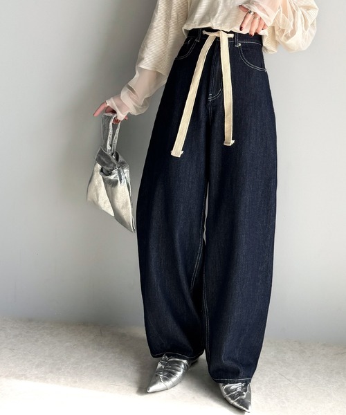 「classicalelf」 加工デニムパンツ MEDIUM ワンウォッシュ レディース