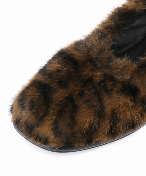 LE TALON GRISE ファーギャザーバレリーナ　レオパード24.5cm LE TALON｜《追加》GRISEファーギャザーバレリーナ | Rakuten Fashion