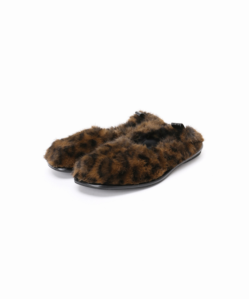 LE TALON GRISE ファーギャザーバレリーナ　レオパード24.5cm LE TALON｜《追加》GRISEファーギャザーバレリーナ | Rakuten Fashion