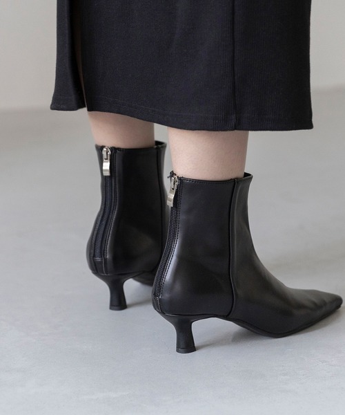 welleg（ウェレッグ） ブーツ 変形ヒール ポインテッドトゥ ショート
