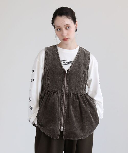 ELENCARE DUE ベスト ジレ ケミカルコーデュロイベスト レディース