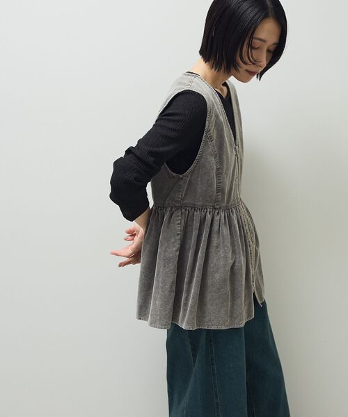 ELENCARE DUE ベスト ジレ ケミカルコーデュロイベスト レディース
