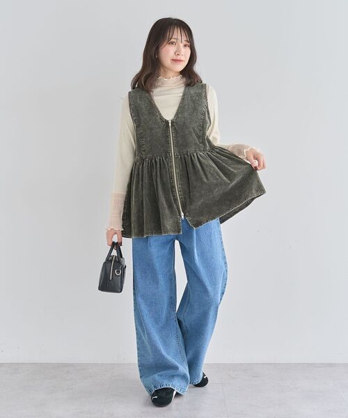 ELENCARE DUE ベスト ジレ ケミカルコーデュロイベスト レディース