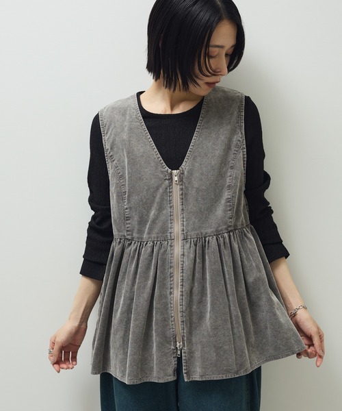 ELENCARE DUE ベスト ジレ ケミカルコーデュロイベスト レディース