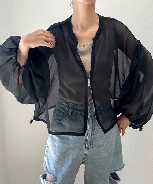 「JUNOAH」 ジップアップブルゾン X-LARGE グレイッシュベージュ レディース_画像2