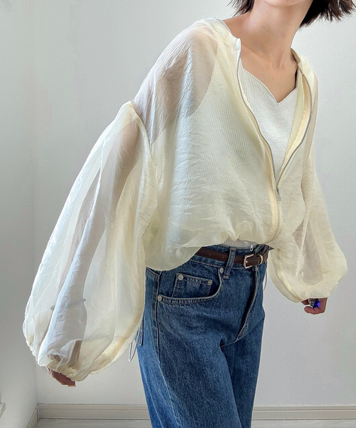 「JUNOAH」 ジップアップブルゾン X-LARGE グレイッシュベージュ レディース_画像8