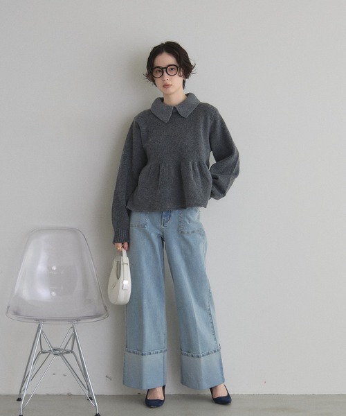 &. NOSTALGIA(ノスタルジア) ニット セーター 襟付きペプラムニット &. NOSTALGIA(ノスタルジア) ニット セーター 襟付きペプラムニット