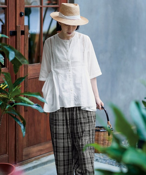 「Sunny clouds」 半袖ブラウス LARGE ホワイト レディース_画像2