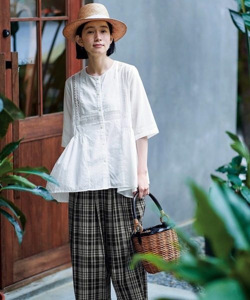 「Sunny clouds」 半袖ブラウス LARGE ホワイト レディース_画像3