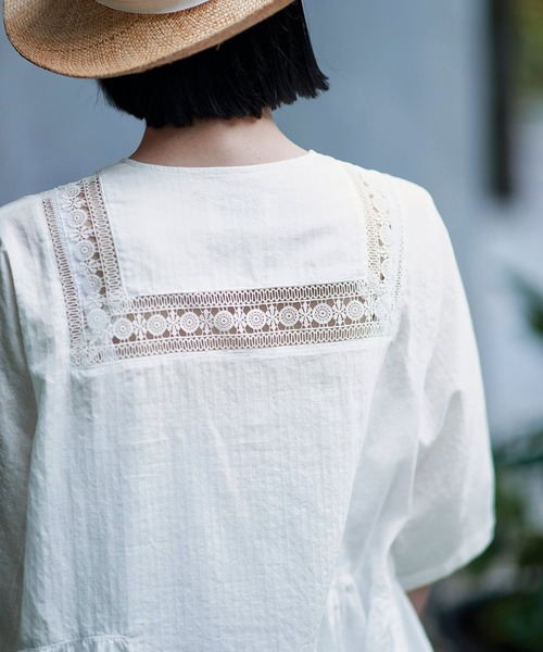 「Sunny clouds」 半袖ブラウス LARGE ホワイト レディース_画像8