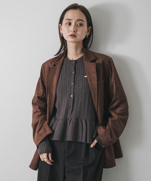 Sov. ペプラムデザインニット　ケーブルニット　ベージュ　定価28600円　M Loueme ニット セーター ペプラムドッキングハイネックケーブルニット
