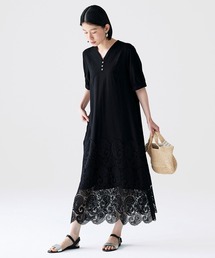 「Sunny clouds」 半袖ワンピース - ブラック レディースの画像2