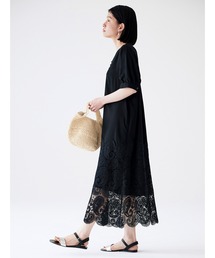 「Sunny clouds」 半袖ワンピース - ブラック レディースの画像3