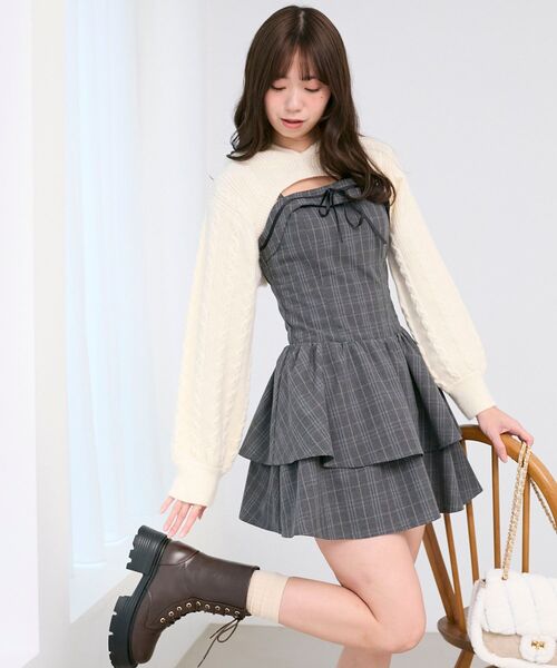 美艶エレガント　ミンク　ケープ&ジレ　セットアップ Leja（レジャ） ドレス 「LEJA」スパンコール刺しゅうボタニカル