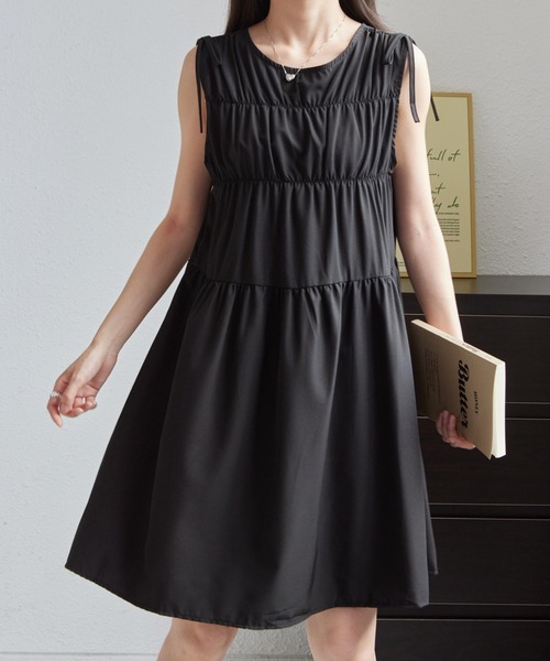 「MAISON DE THERESE」 ノースリーブワンピース M ブラック レディース_画像6