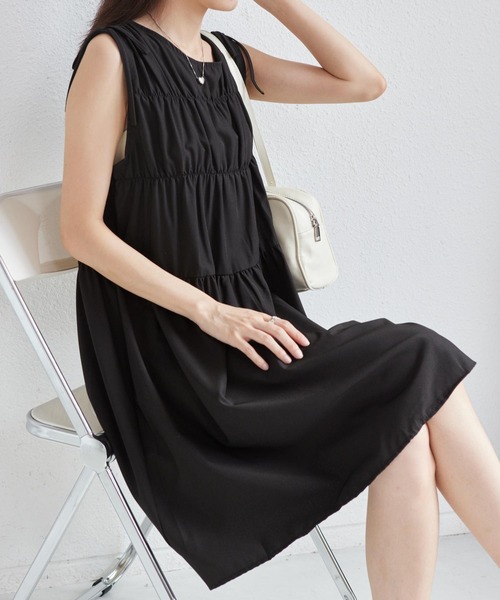 「MAISON DE THERESE」 ノースリーブワンピース M ブラック レディース_画像9