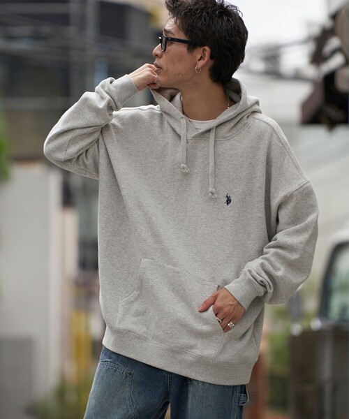 「PUBLUX」 「U.S.POLO ASSN.」プルオーバーパーカー LARGE ライトグレー メンズ_画像2