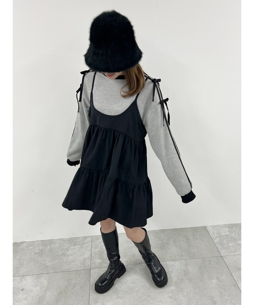 「WC」 キャミソールワンピース FREE ブラック レディース_画像7