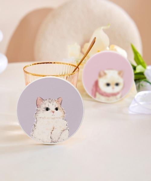 キッチン かわいい にゃんこ 珪藻土 コースター : ZOZOTOWN Yahoo!店