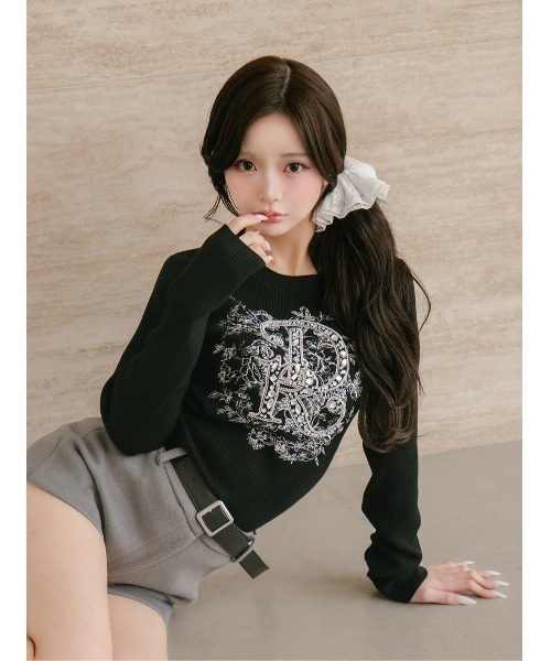 ダーリッチ darich ビジューDRニットトップス ダーリッチ Darich ビジューDRニットトップス （アイボリー