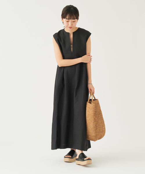 「Plage」 ノースリーブワンピース 36 ベージュ レディースの画像