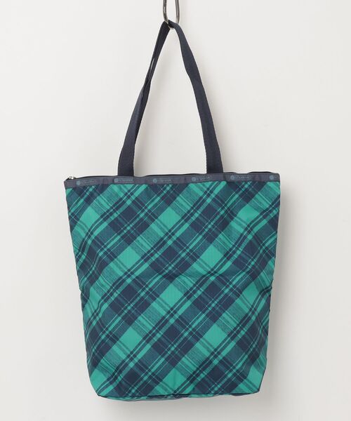 新品レッスンバッグ完売品 グリーンチェック トートバッグ LeSportsac（レスポートサック） チェック柄トートバッグ - グリーン